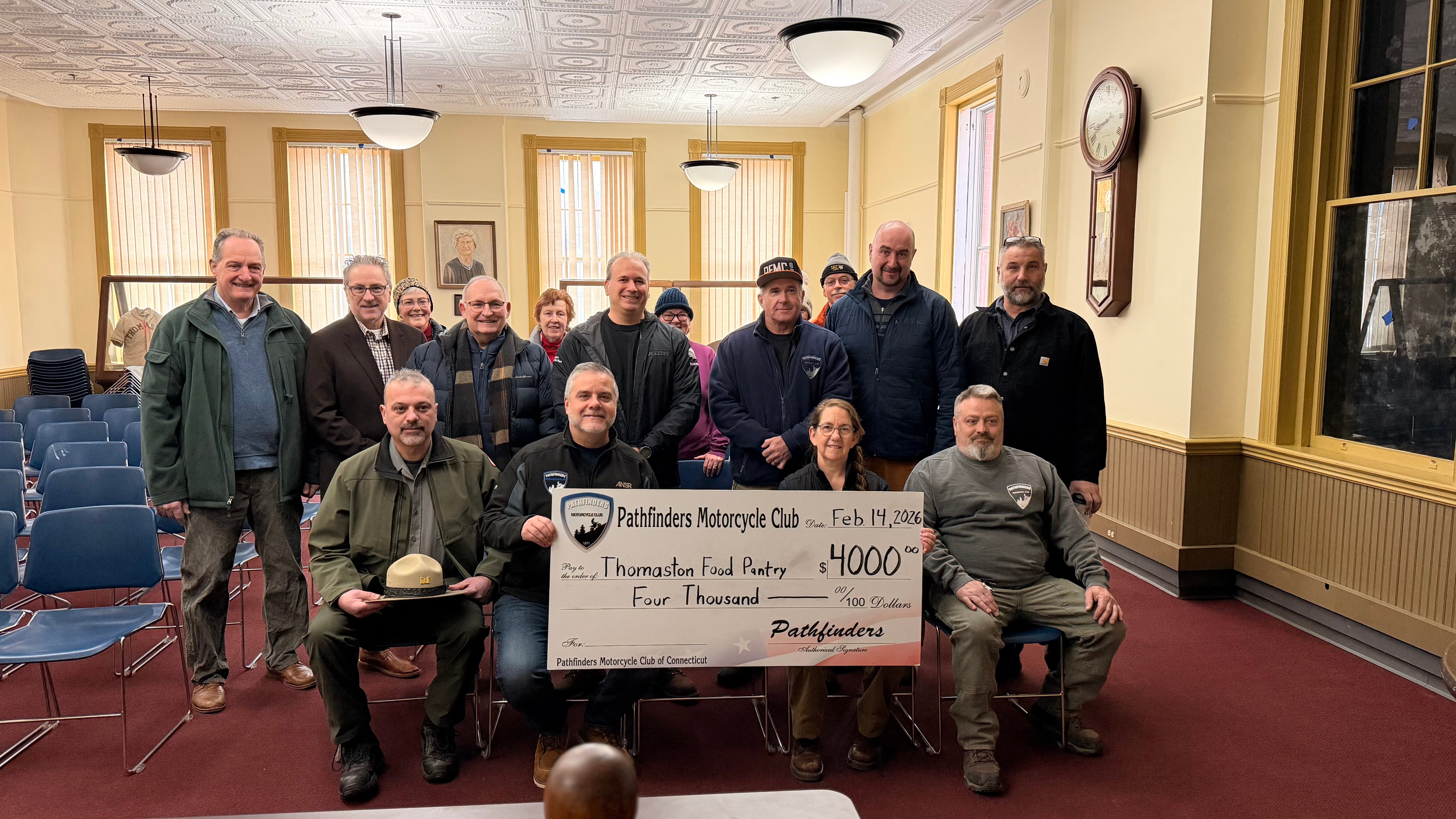 Piscopo, Martin Recognize Pathfinders Motorcycle Club for Support of Thomaston Food Pantry