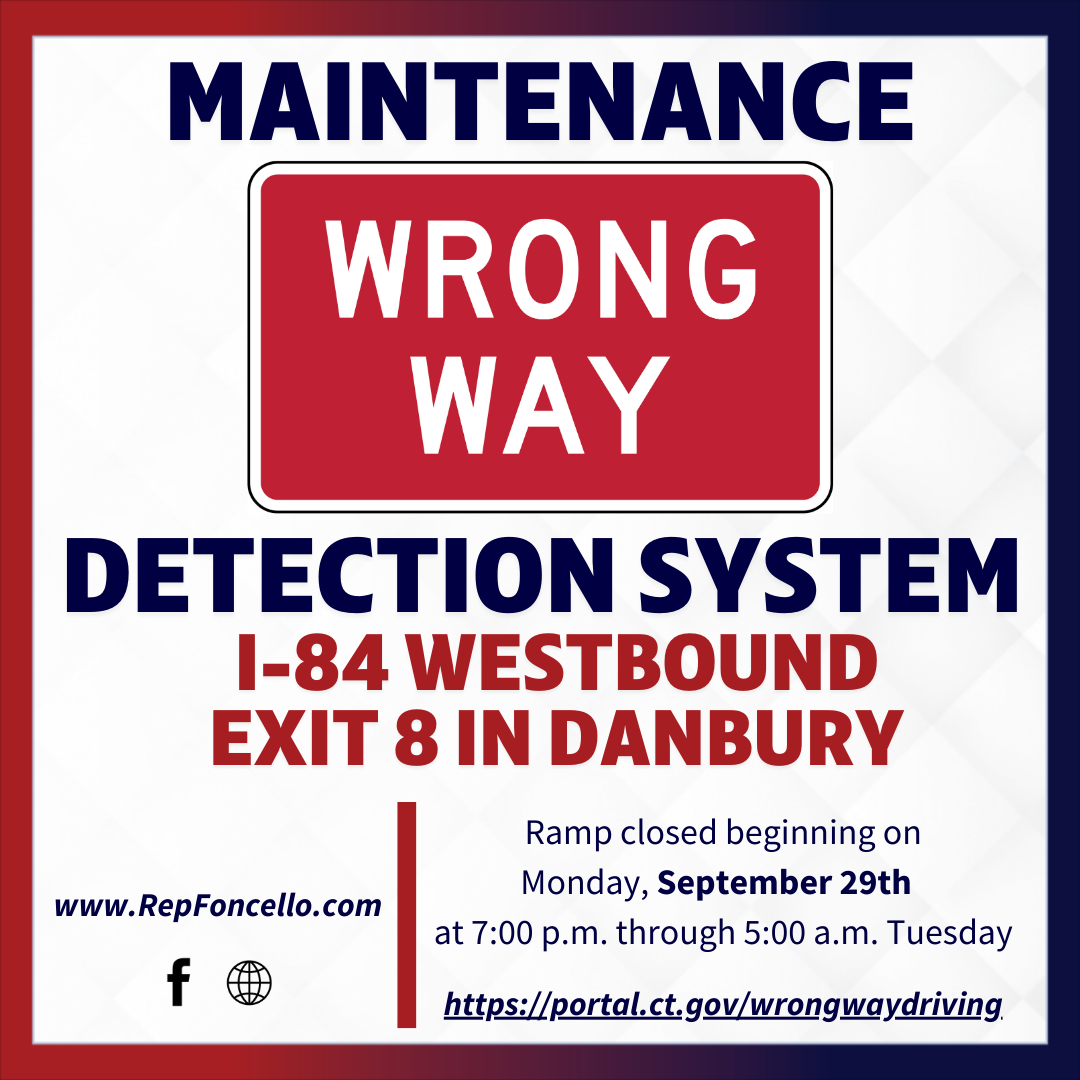 Wrong Way Detection System Maintenance Planned at I-84 Exit 8