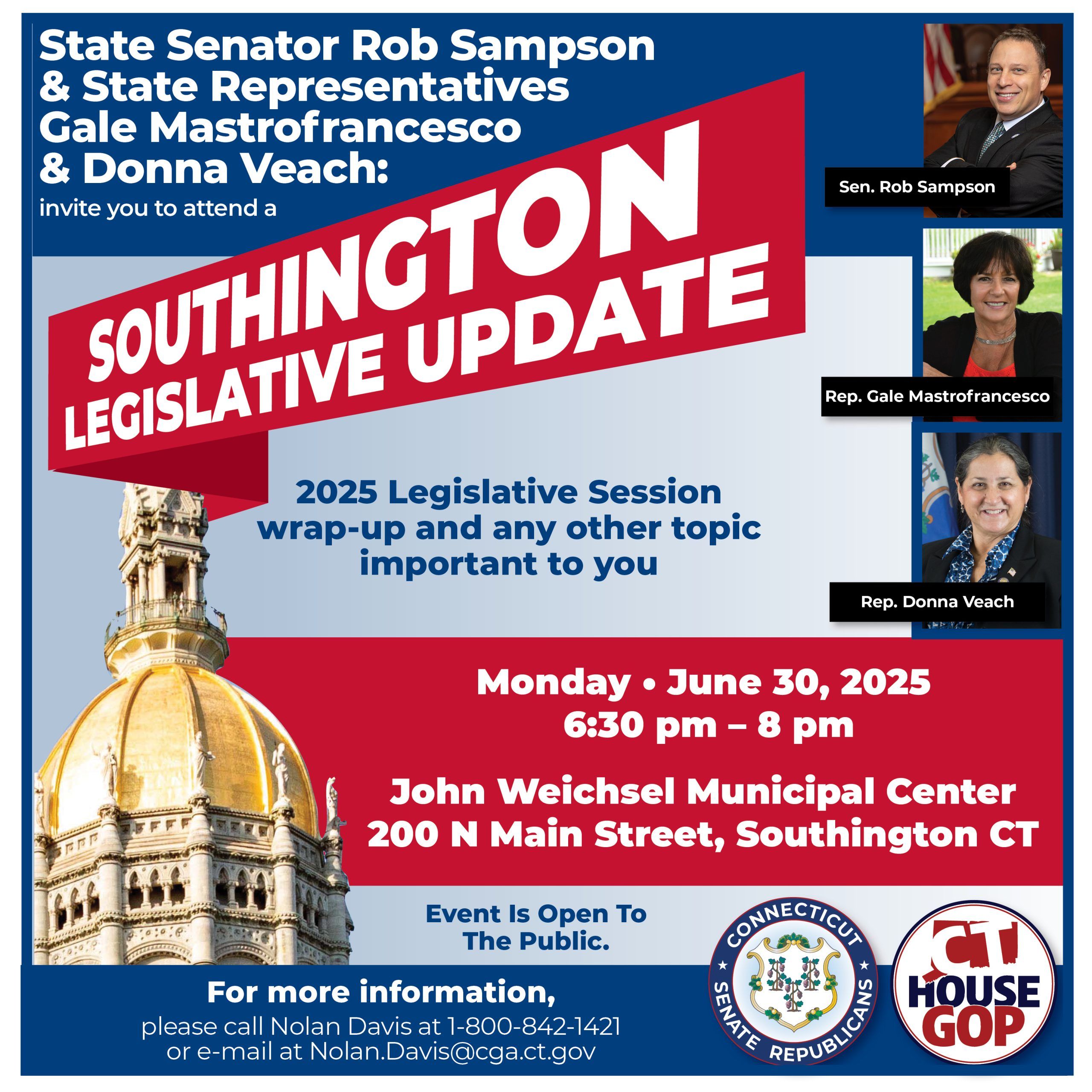 Rep. Mastrofrancesco and Sen. Sampson to Host Legislative Update in Southington