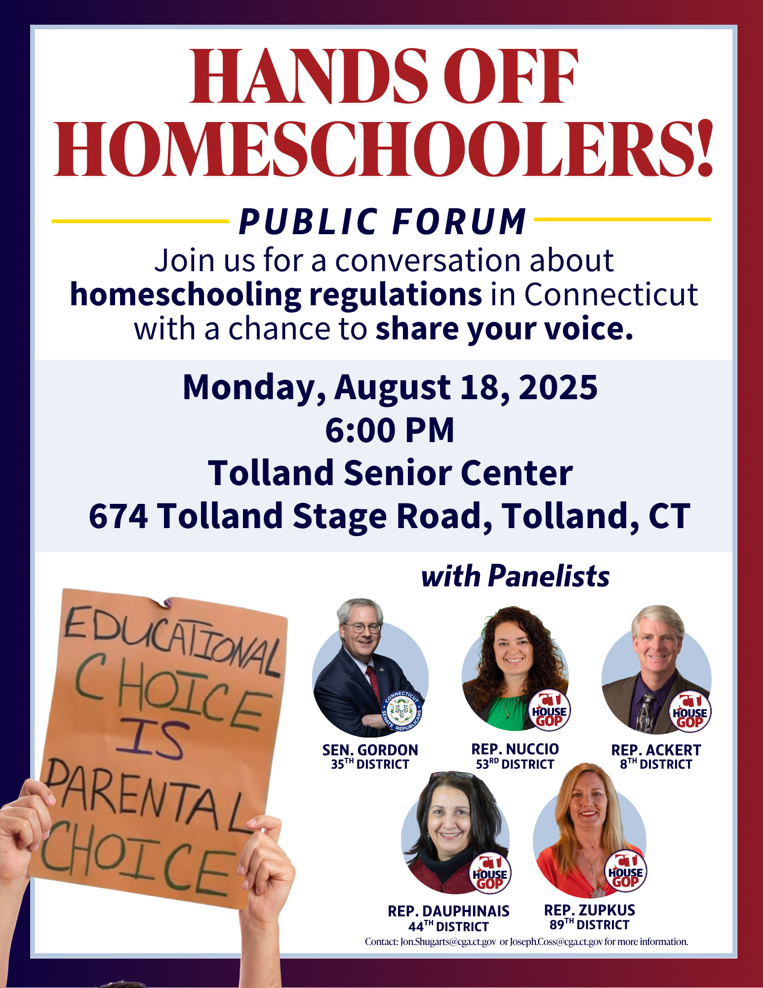 Connecticut Legislators to Host Forum for Connecticut’s Homeschooling Families