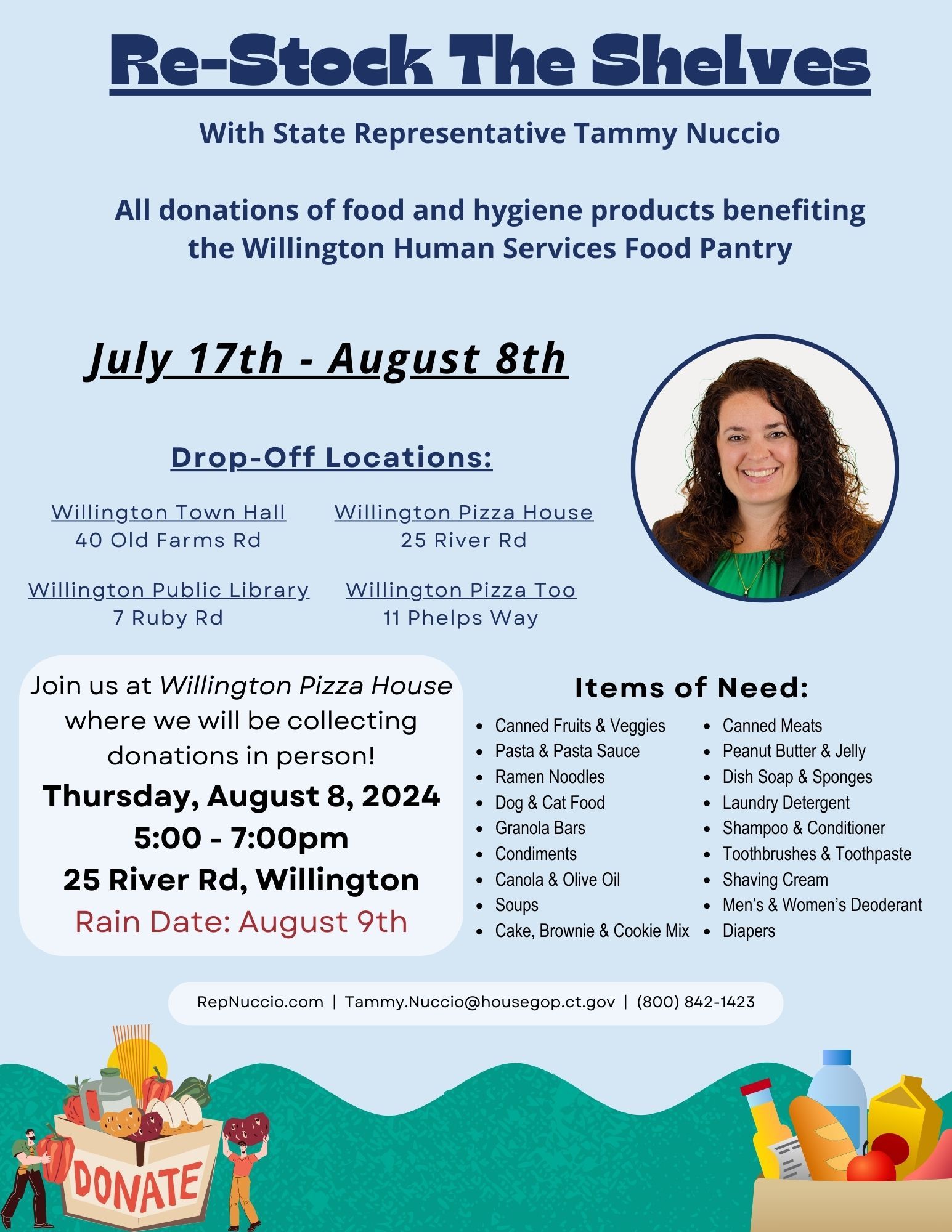 Rep. Nuccio to Host Donation Drive to Benefit Willington Human Services