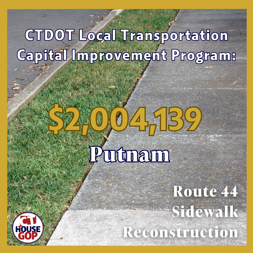 CTDOT Awards Local Transportation Capital Improvement Funding for Route 44 Sidewalk Reconstruction